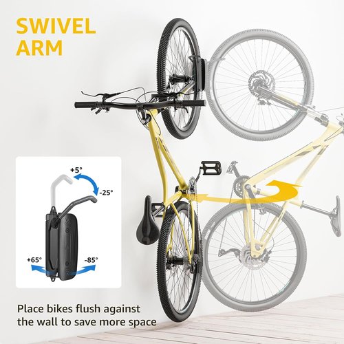 monTEK Swivel Bike Wall Mount - Space-Saving Vertical Bike Rack for Garage | Holds 66 lbs, Easy Install