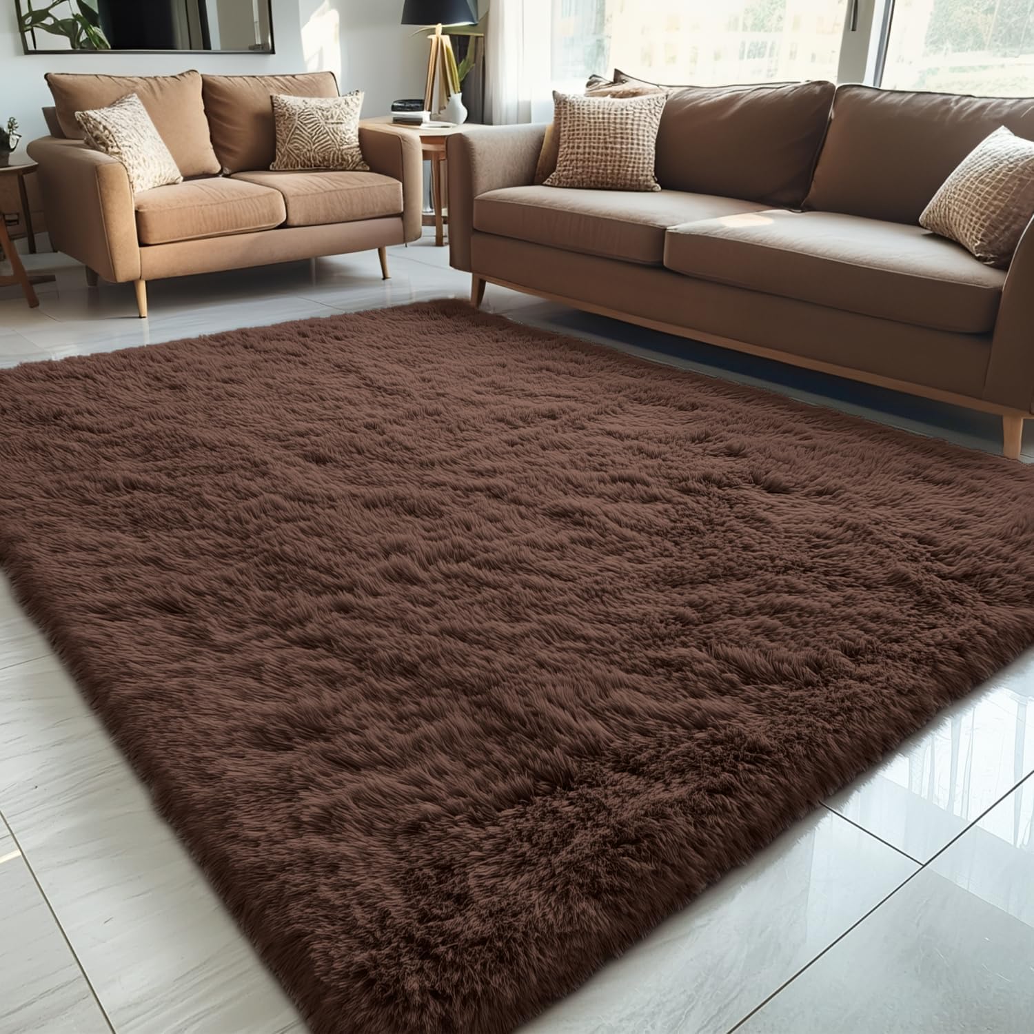 OLANLY Large Area Rug - Soft Fluffy Shaggy Carpet for Living Room & Bedroom | 5x8 ft, Machine Washable, Aesthetic Home Decor