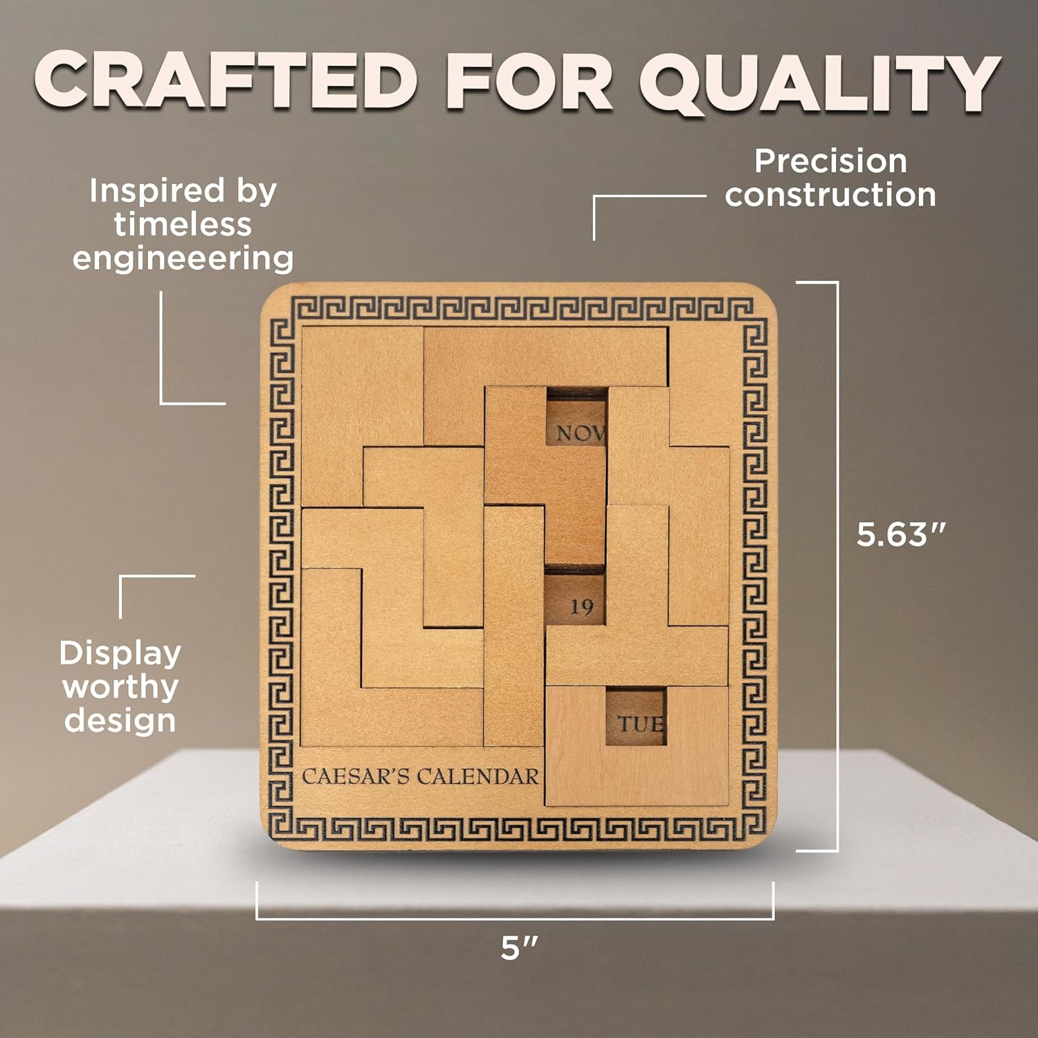 Project Genius Caesar's Calendar - 365+ Wood Puzzle-A-Day Challenge | Brainteaser Gift for All Ages