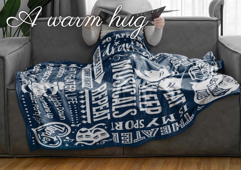 Huglanket Theater Gifts Blanket Throw - Gift for Broadway Theatre Lovers Girls Boys Women - Eat Sleep Musicals Repeat - 50" x 65", Blue