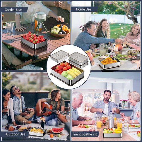 Hommiya Stainless Steel Food Storage Containers with Lids - Stackable,3-Piece Set, Dishwasher Safe for Meal Prep, Deli Meat, Cheese,Bacon & Freezer