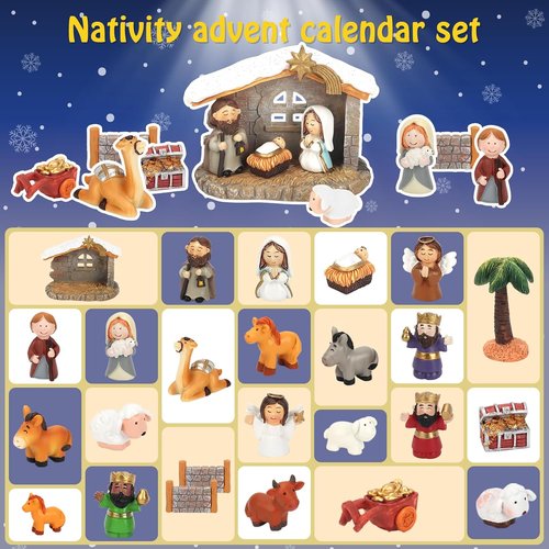 **Nativity Advent Calendar 2026 - 24-Day Christmas Countdown Set for Kids | Perfect for Ages 1-5+**