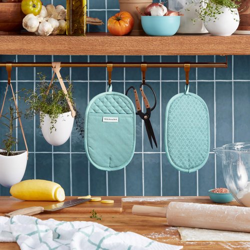 KITCHENAID Asteroid Pot Holder 2-Pack Set, Mineral Water, 6.5"x10"