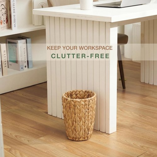 84ECO Wicker Trash Cans - Stylish Rattan Waste Baskets for Bathroom & Bedroom | Natural 2 Gallon (2-Pack)