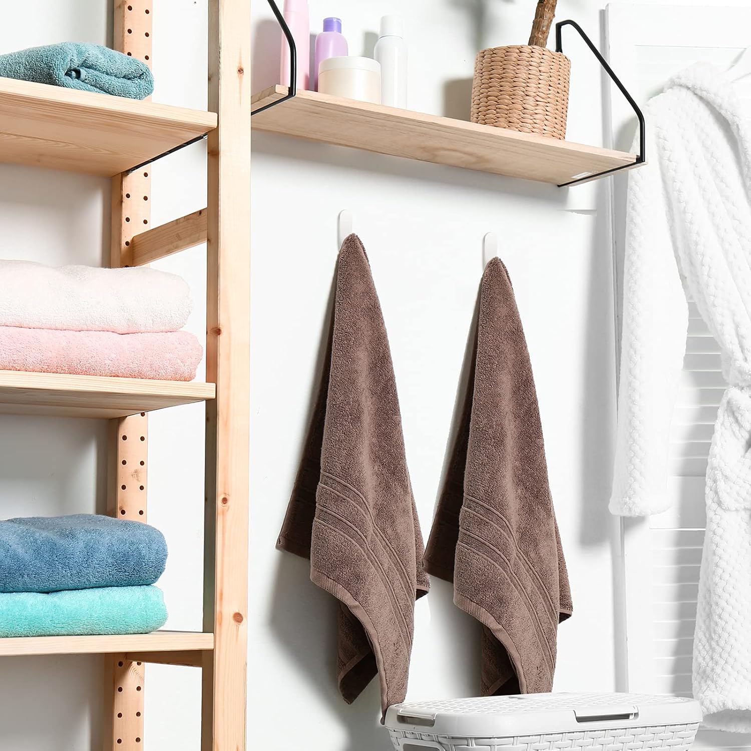 Yulejo Wall Hangers - Durable White Adhesive Hooks for Towels, Jackets & Kitchenware (20 Pack)
