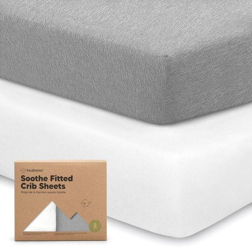 KeaBabies Organic Crib Sheets - 2-Pack Fitted Jersey Cotton for Baby Bed | Soft & Cute Cloud Prints, 52x28