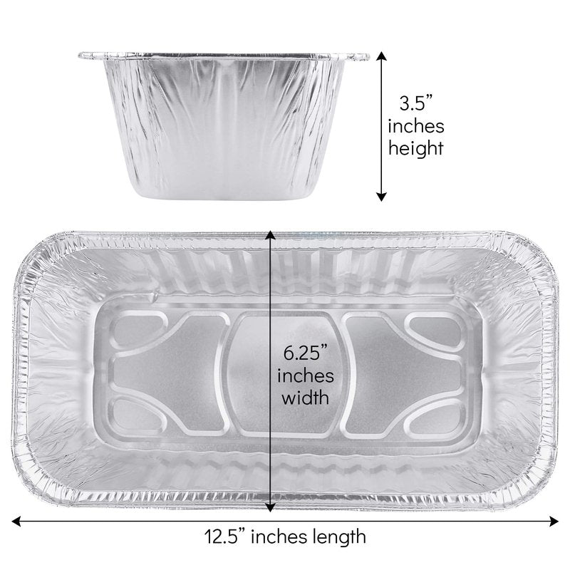 PLASTICPRO [5 Lb 25 Pack Disposable Loaf Pans Aluminum Tin Foil Meal Prep Bakeware - Cookware Perfect for Baking Cakes, Bread, Meatloaf, Lasagna 5 Pound 12.5'' X 6.25'' X 3.5''