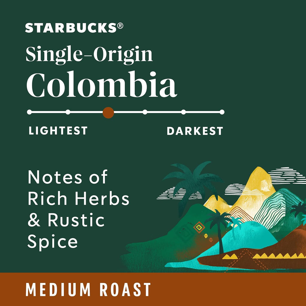 Starbucks K-Cup Coffee Pods - Medium Roast Colombian Coffee, 100% Arabica | 10 Pods Per Box