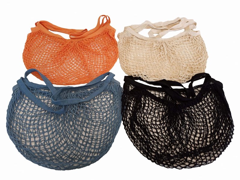 Homeneeds Reusable Long Handle Grocery Bags, Fruit and Vegetable Shoulder Bag, Washable Cotton Mesh String Organizer Shopping Handbags