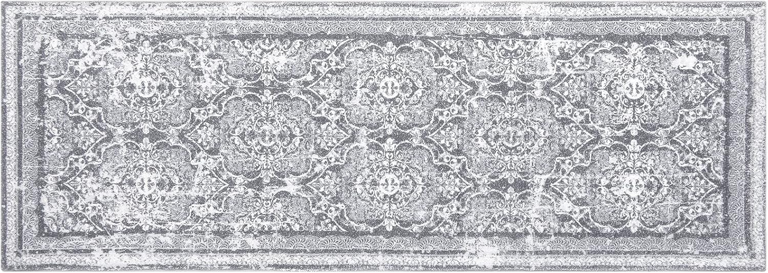 Vaukki Vintage Shaggy Hallway Runner Rug - Soft Non-Slip 2' x 6' Boho Entryway Mat | Grey Washable Carpet for Kitchen & Bathroom