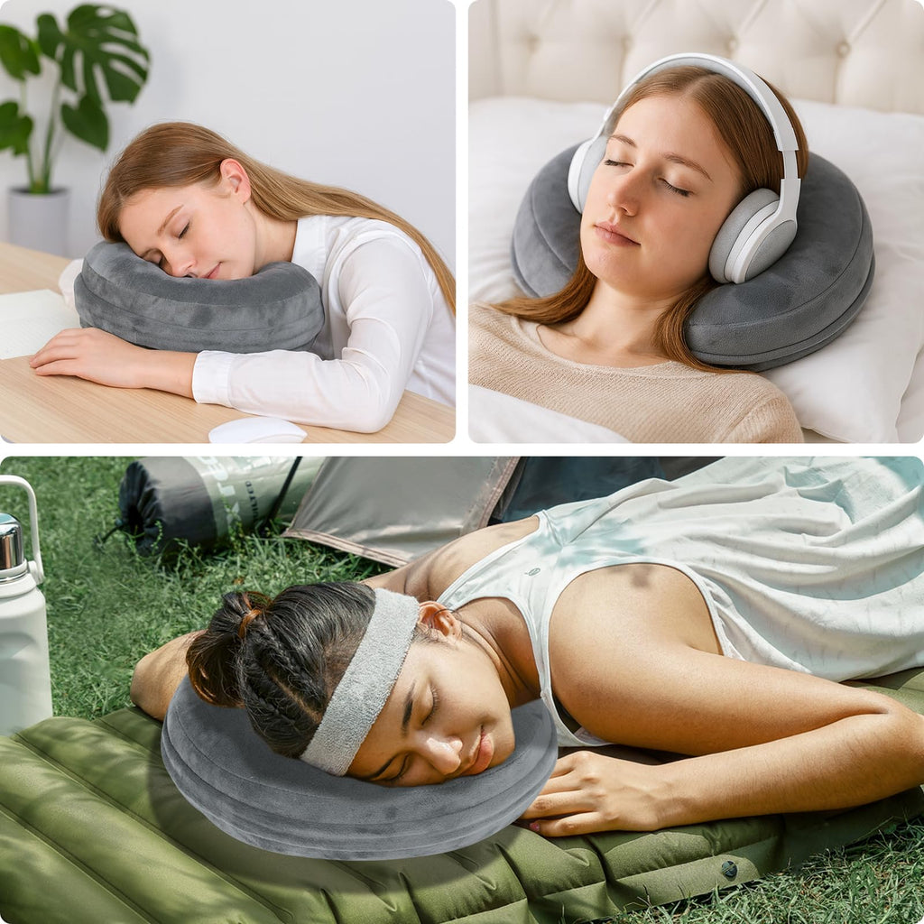 Winmany Ear Piercing Pillows with Detachable Plush Pillowcase for Side Sleepers Circle Donut Pillow for Ear Guard Protector Pain Relief Washable (Dark Grey)