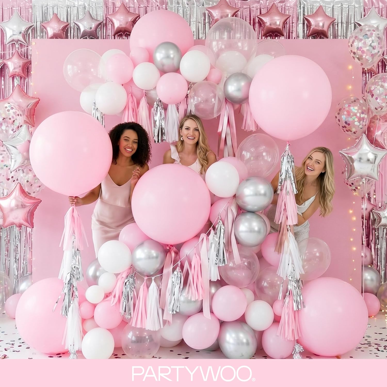 PartyWoo Light Pink Balloon Arch Kit - 152pcs in Various Sizes for Baby Showers & Birthdays