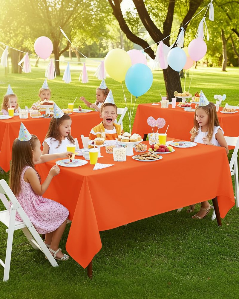 Utopia Kitchen Rectangle Table Cloth 2 Pack(60x102 Inches, Orange), Tablecloth Machine Washable, Polyester Table Cover for Dining, Buffet Parties, Picnics, Events, Weddings and Restaurants