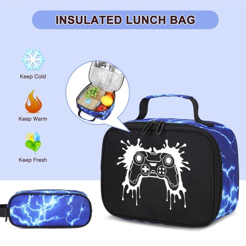 Scothen Boys Backpack for School, 3PCS Cool Luminous Backpack for Boys with Lunch Bag Pencil Case, Kids Bookbag Teen Backpacks for Kindergarten Elementary Middle School