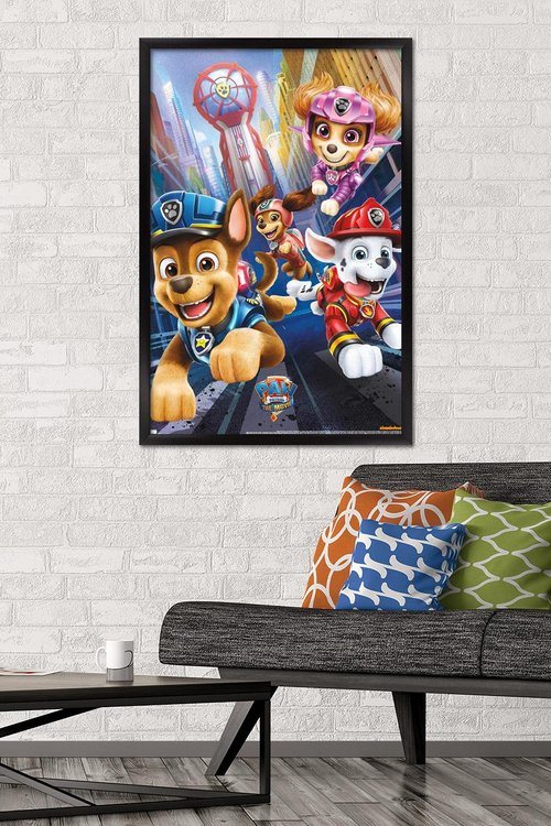 Nickelodeon Paw Patrol Movie - Action Wall Poster, 34L" x 22.4W", Black Framed Version