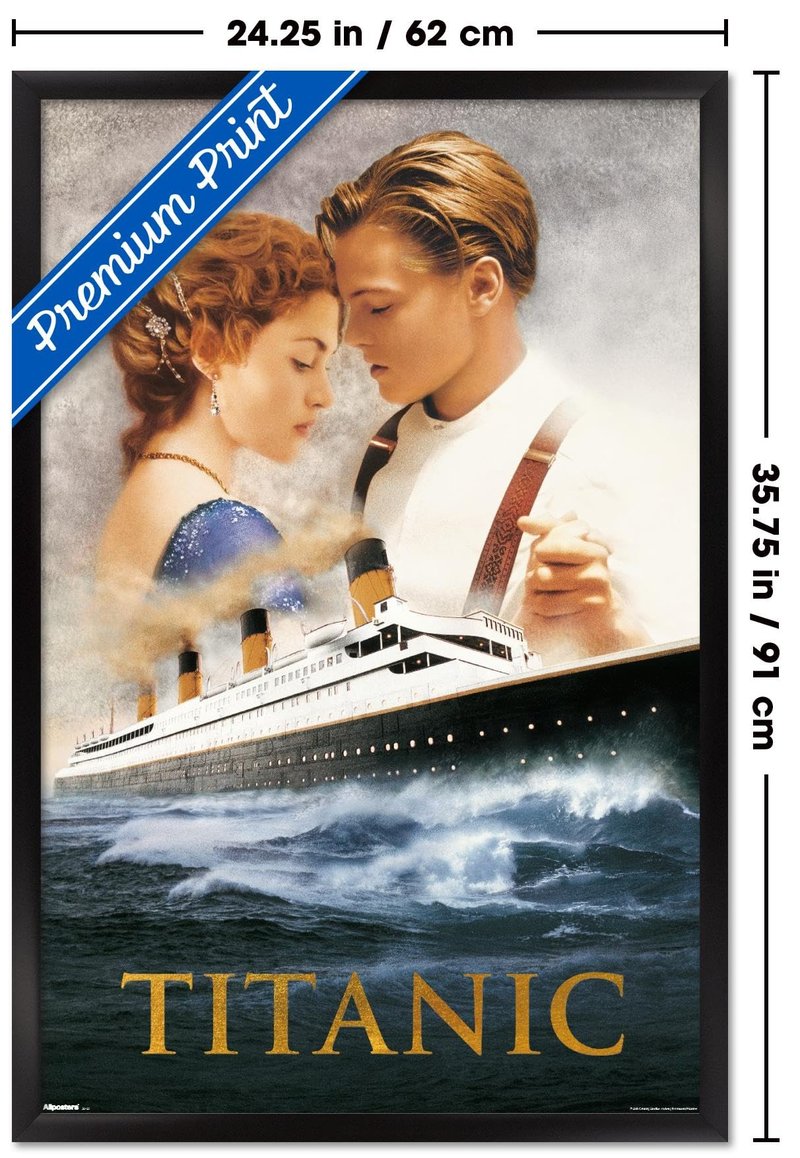 Titanic (1997) - Dance One Sheet Wall Poster, 34L" x 22.4W", Black Framed Version