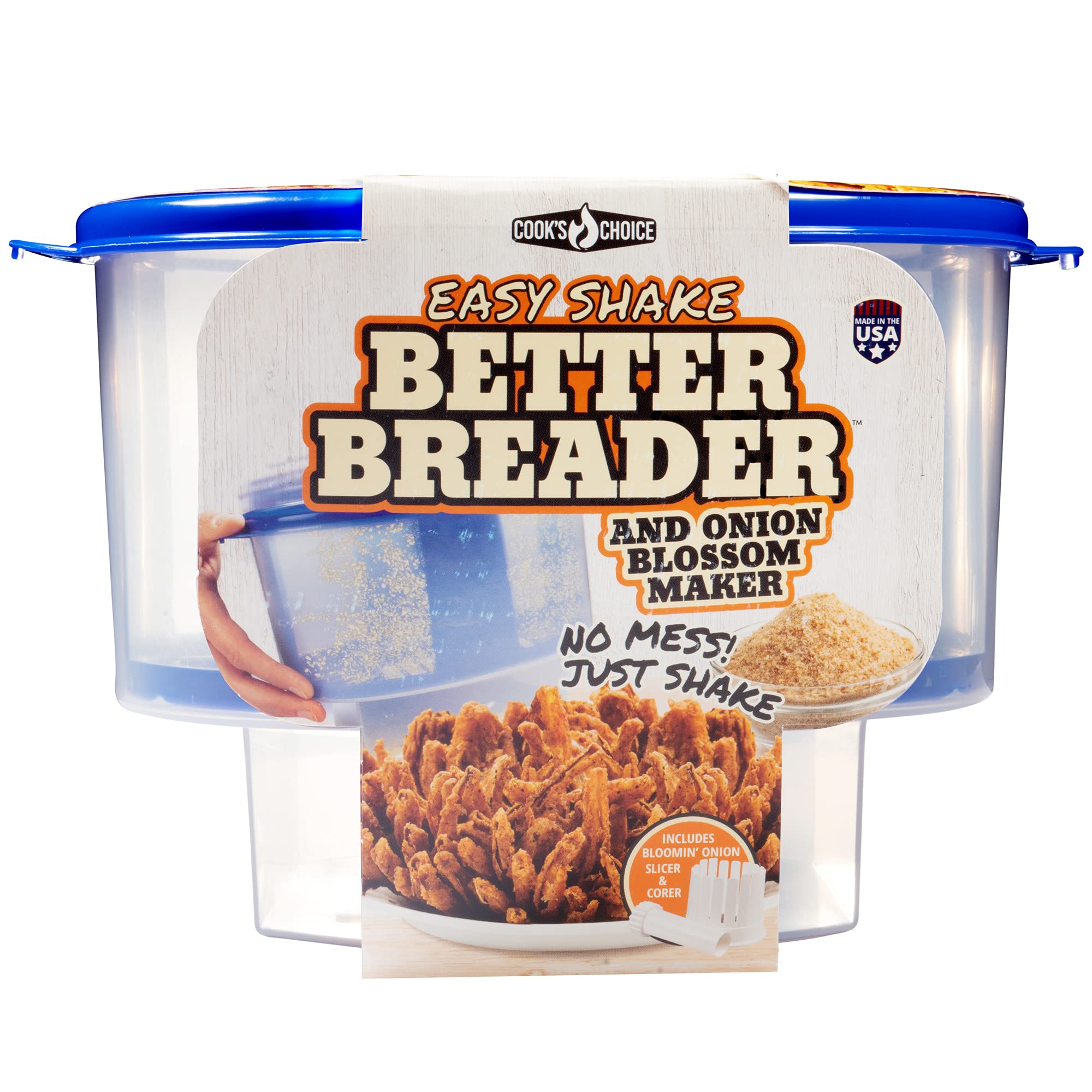 COOK'S CHOICE Onion Blossom Maker w The Original Better Breader Bowl- All-in-one Set w Blooming Onion Slicer & Mess Free Batter Breading Station- Combo Kit Great for Weekly Meal Prep- Made in the USA