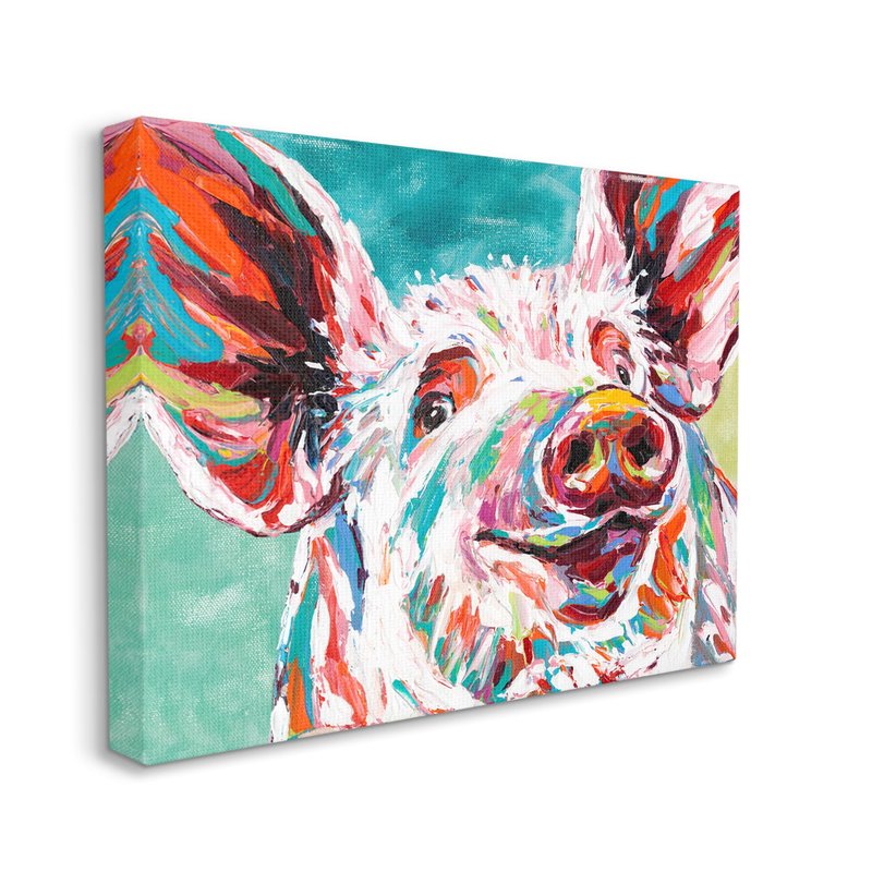Stupell Industries Brightly Painted Pig Canvas Wall Art, 30 x 40, Multi-Color, Design By Artist Carolee Vitaletti