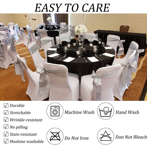 Fivenl 4 Pack 5FT Round Spandex Tablecloth, 60 Inch Black, Stretchable Table Cover, Washable and Wrinkle Resistant, Fitted Round Table for Wedding, Banquet, Birthday, Party, Restaurant