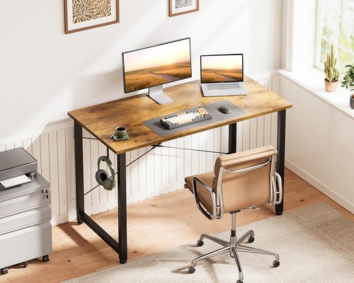 Casaottima 40-Inch Small Computer Desk - Modern Writing Table for Home Office | Vintage Design with Headphone Hooks