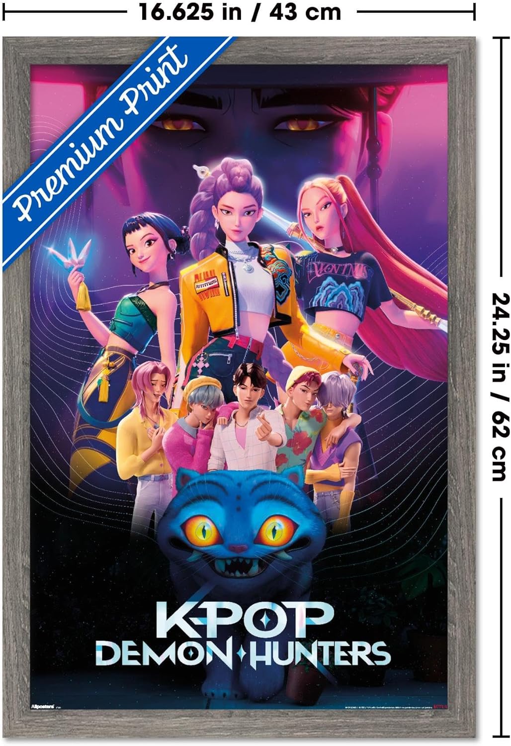 Netflix KPop Demon Hunters Wall Poster - Barnwood Framed, 22.4L x 14.7W