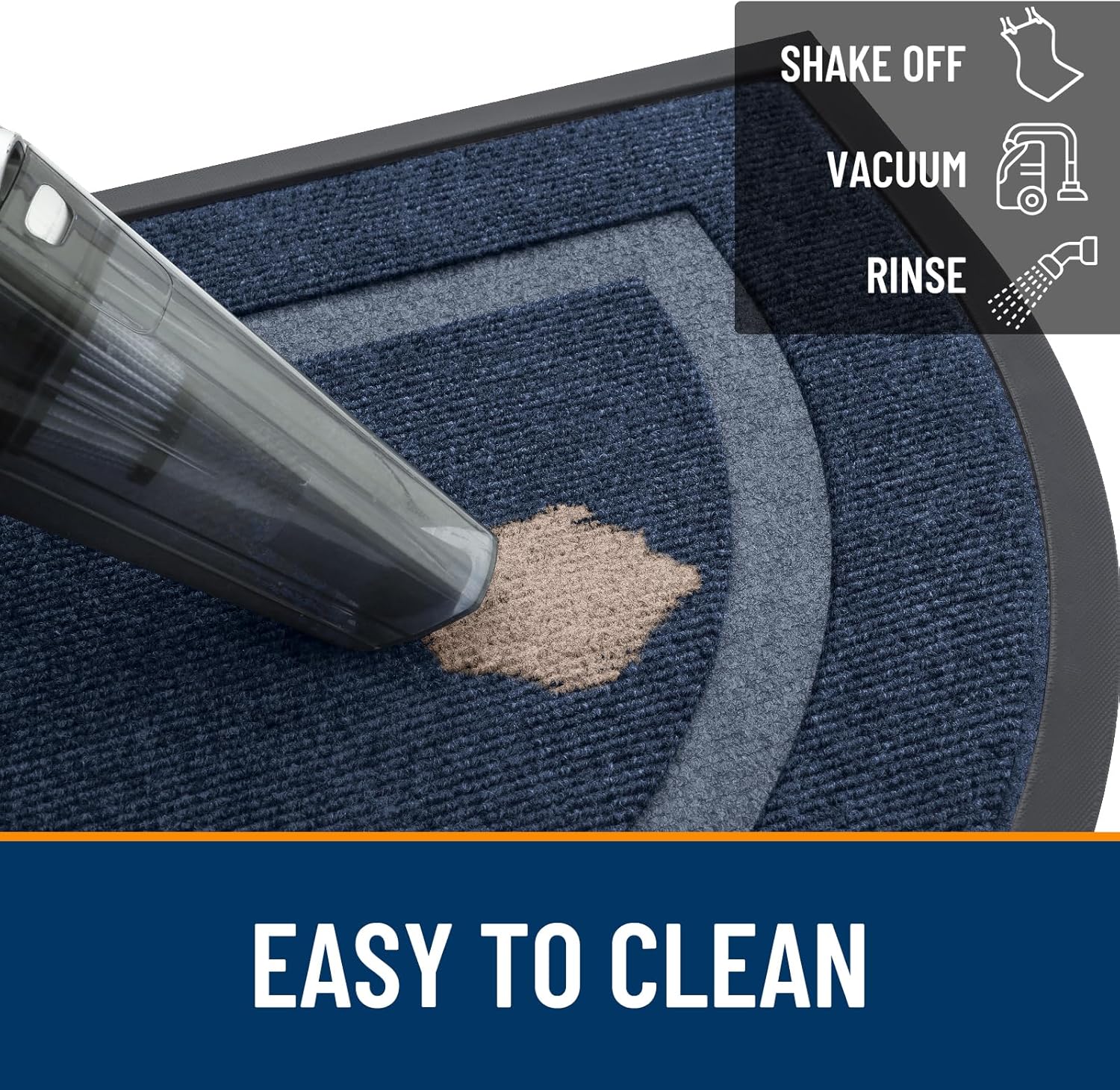 OLANLY Half Circle Door Mat - Waterproof All-Season Doormat for Indoor/Outdoor Use | Easy Clean, 29.5x17, Blue