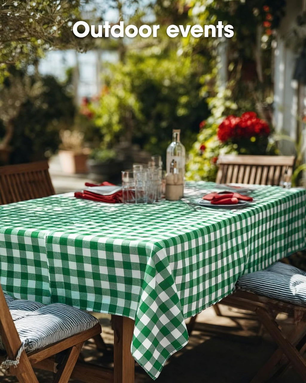 Pureegg Premium Disposable Table Covers - 10 Pack, 54x108 Inch Black for Rectangular Tables | Green Plaid Design