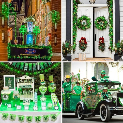 JMEXSUSS Green Battery Operated String Lights - 200 LED Waterproof 66ft Rope Lights with Remote for St. Patrick's Day Decor