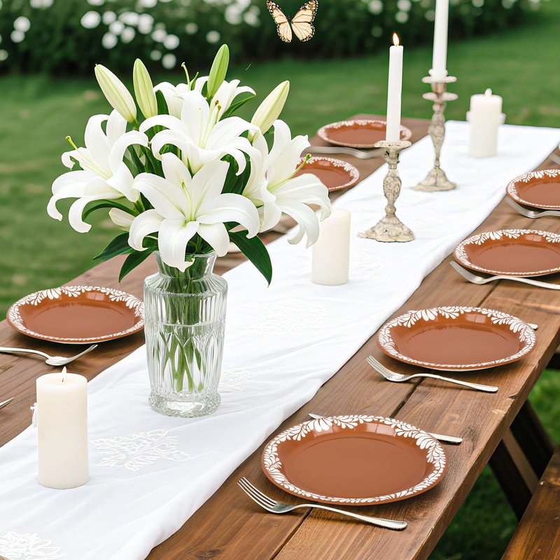 120 Pcs 7 Inch Cielito Lindo Plates Platos De Barro Mexicanos Mexican Paper Plates Baby Shower Cielito Lindo Party Decoration- Mexican Terracotta Flower Clay Pottery Cinco De Mayo Wedding Birthday