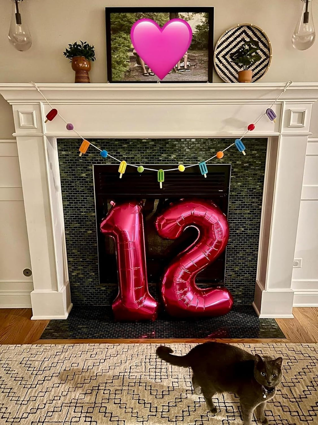 Skiennix Number Balloons - 40 Inch Rose Purple Balloon for 1st Birthday Party Decorations