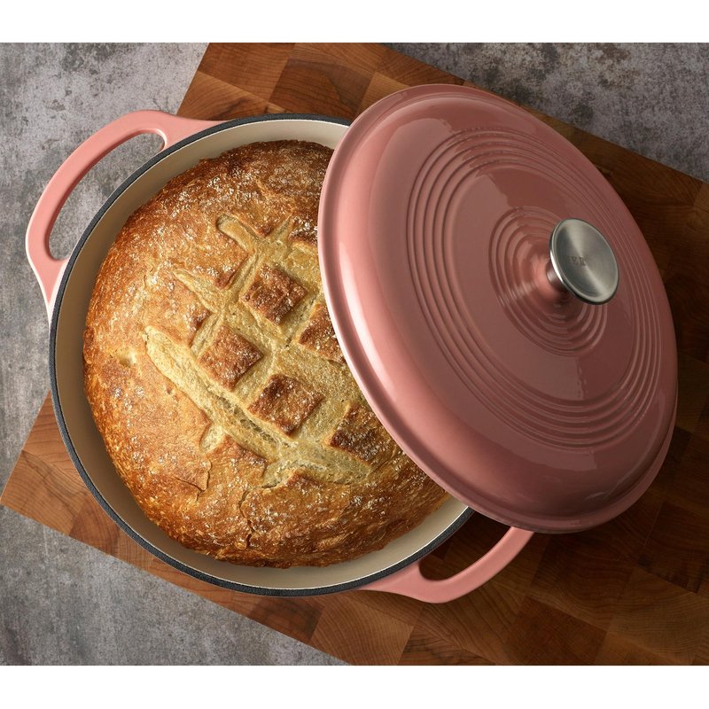 Mercer Culinary Enameled Cast Iron Round Dutch Oven, 6 qt., Pink