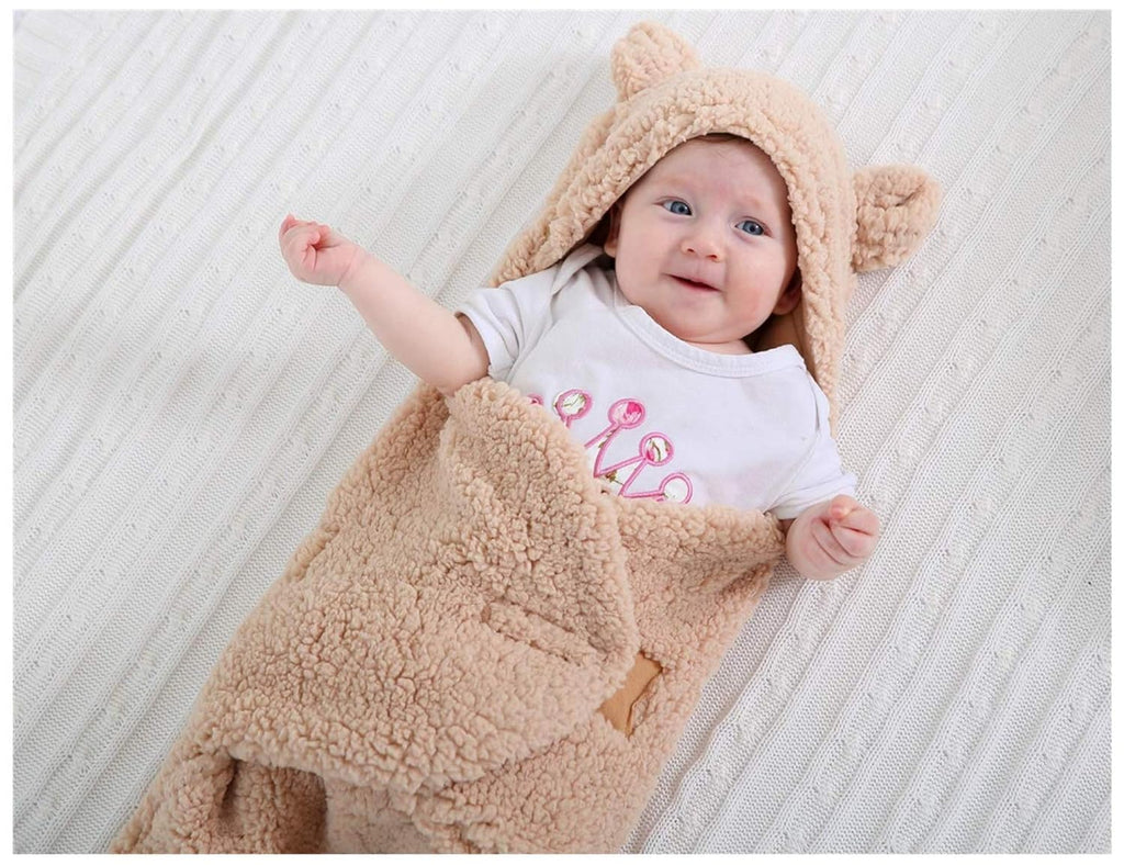 XMWEALTHY Plush Swaddle Blanket for Newborns | Soft & Cozy Brown Baby Blanket