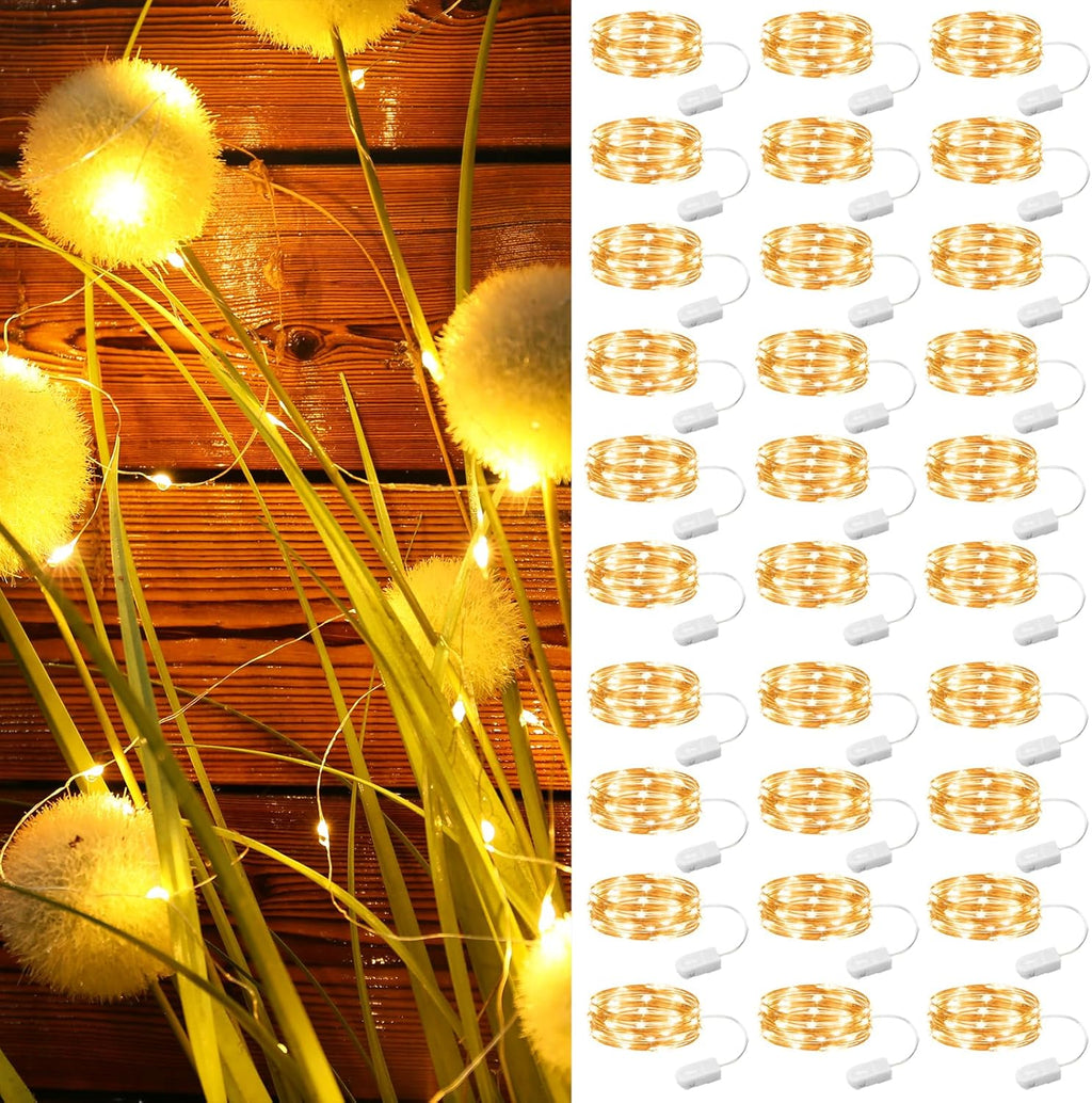 ZSJWL Fairy Lights - 30 Pack Battery Operated Warm White Mini String Lights | 7Ft Waterproof Twinkle Lights for Weddings, Parties, and Home Decor
