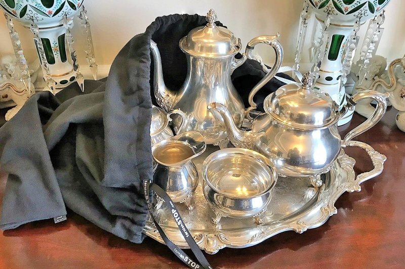 Save 3.00 | TarnishSTOP | USA Made | Luxury Anti-Tarnish Bag (18"x6", Black) | Silver Storage Bundle with Tarnish Removal Polishing Cloth for Silverplate, Sterling, Jewelry & Flatware