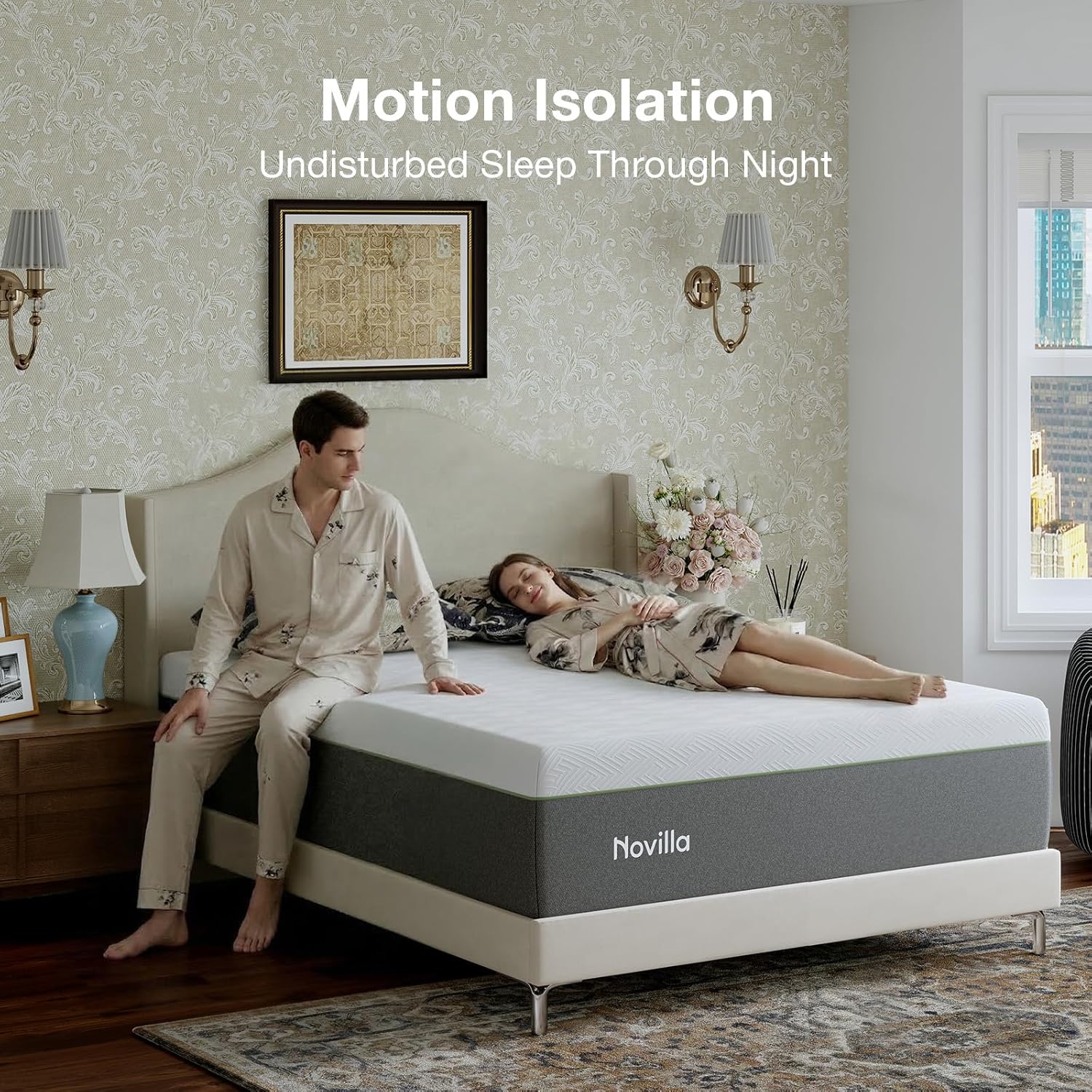 Novilla Bliss Green Tea Mattress - 12 Inch Gel Memory Foam Queen Size for Hot Sleepers | Cool Comfort & Back Pain Relief