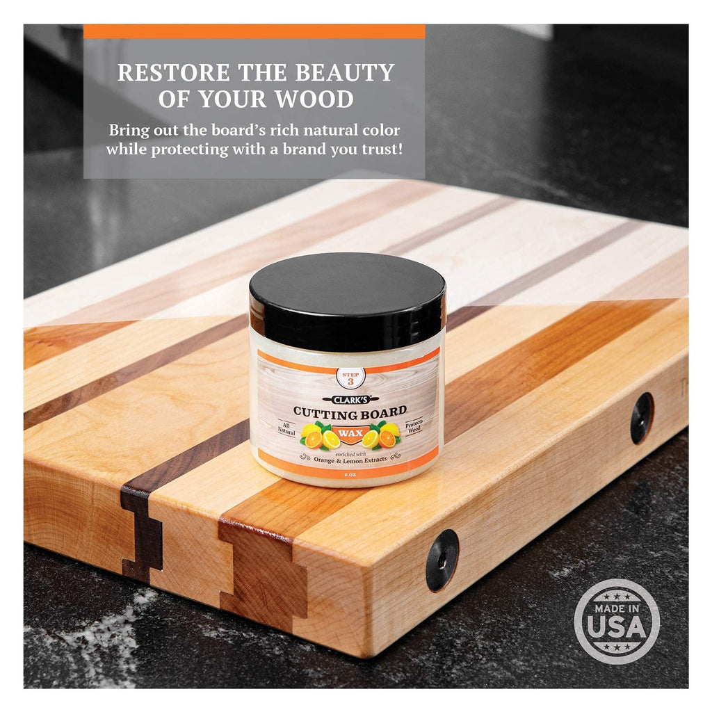 CLARK'S Orange Cutting Board Oil, Wax, and Buffing Pads | Orange Cutting Board Care