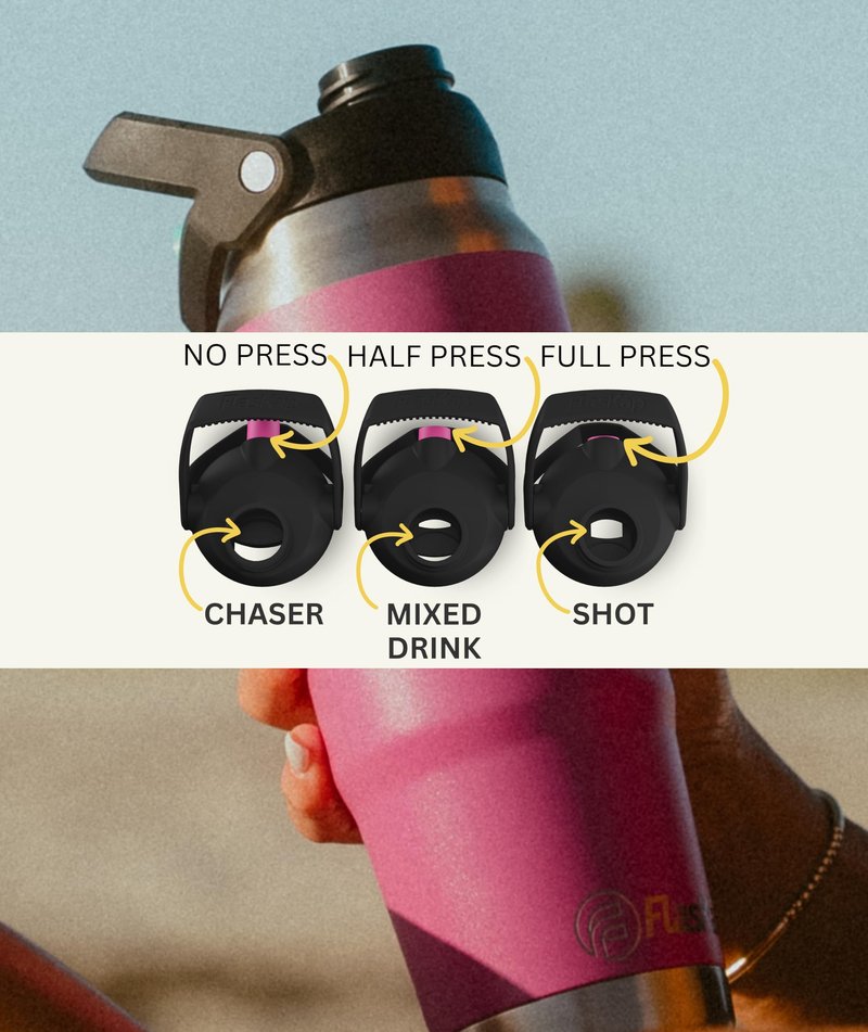 Flaskap FreePour System: 6oz Mixed Drink Tumbler Attachment and 26oz Cup Holder Friendly, Stainless Steel Water Bottle, Removable Hidden Flask Reservoir