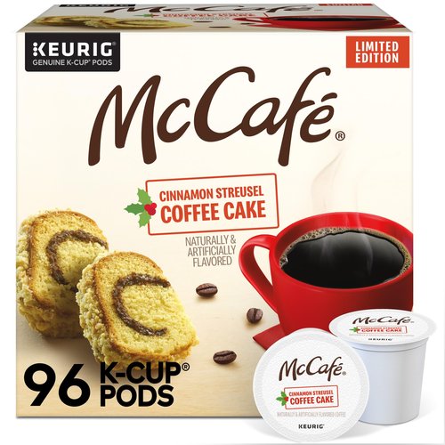 McCafe Cinnamon Streusel Coffee Cake Coffee, Keurig Single Serve K-Cup Pods, 96 Count