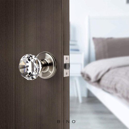 BINO Crystal Door Knobs Set - Elegant Satin Nickel Finish with Functional Design - Interior Decor