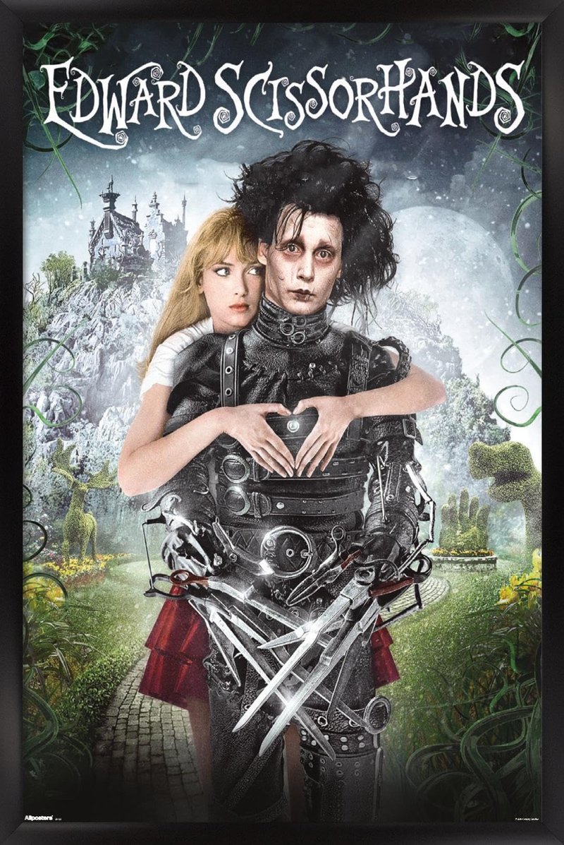 Edward Scissorhands - Heart One Sheet Wall Poster, 34L" x 22.4W", Black Framed Version