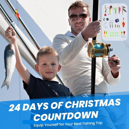 Fishing Advent Calendar 2025 - 24 Days of Fishing Lures | Perfect Xmas Gift for Men & Teens