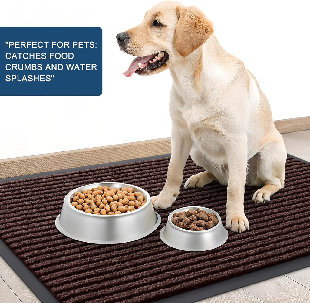 OLANLY Waterproof Heavy Duty Front Door Mats - 2-Pack, 29.5 x 17 Inch, Easy Clean, Fade Resistant, Brown