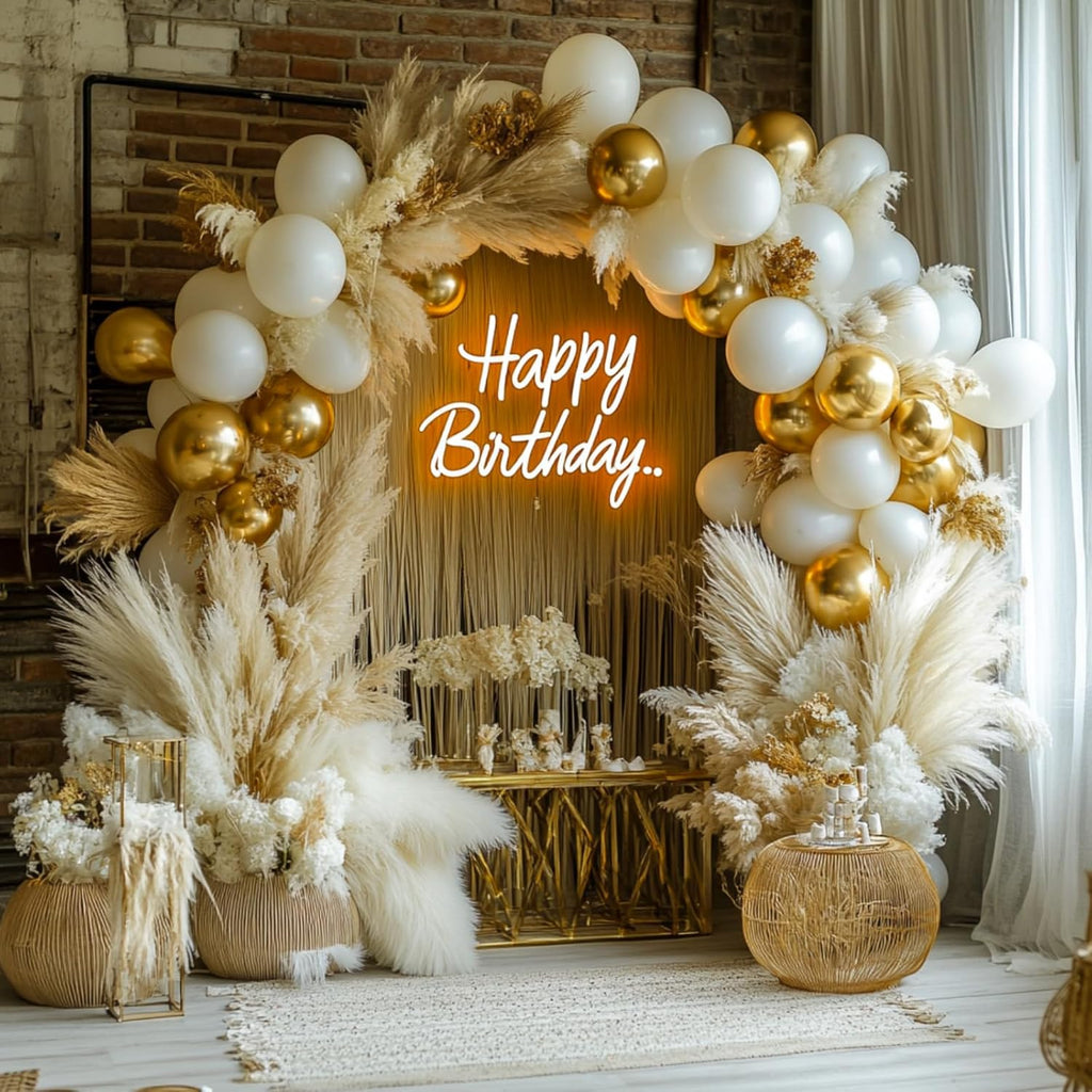 PartyWoo Balloon Arch Kit - 152pcs White & Gold Balloons for Baby Showers, Graduations & Weddings | 18", 12", 10", 5" Sizes