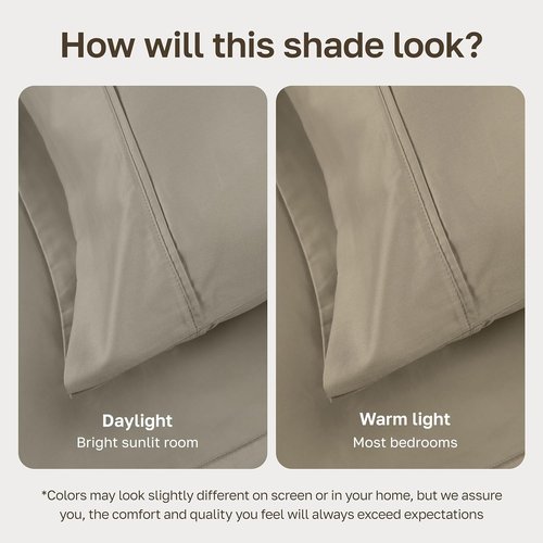 California Design Den Queen Size Bed Sheets Set - 100% Cotton, Silky Smooth Sateen, Deep Pockets - Taupe