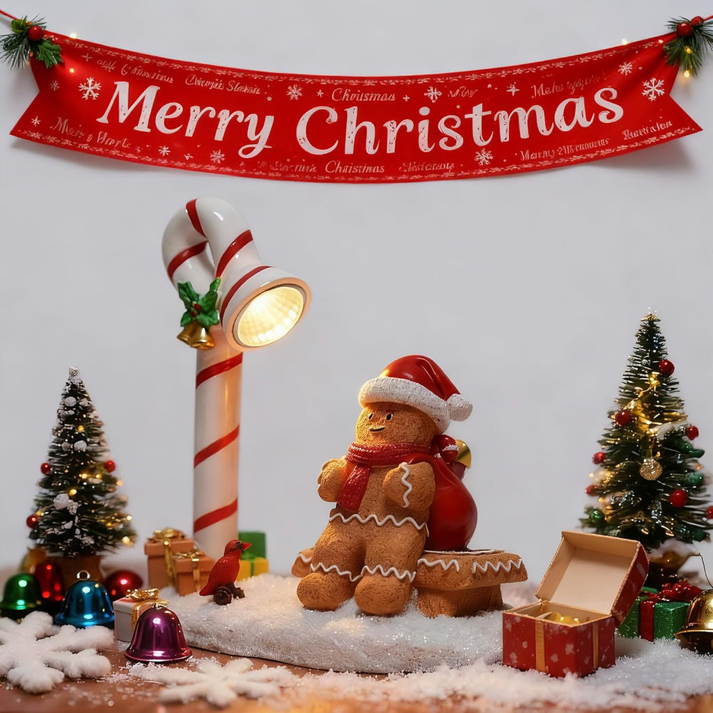 Skiennix Christmas Gingerbread Man Figurines - Cute Indoor Home Decor for Table Top & Fireplace