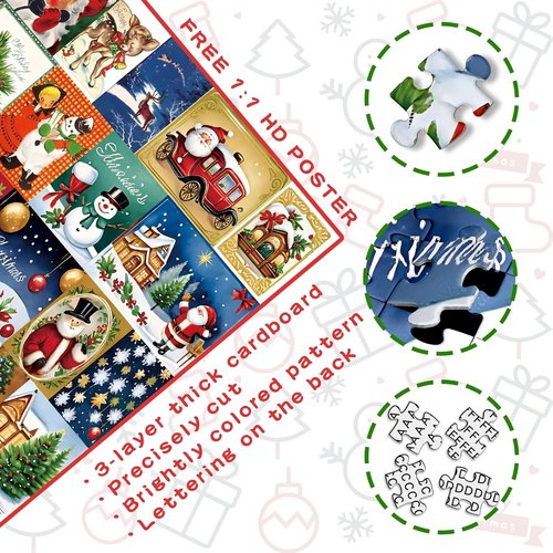 Lihome Advent Calendar Puzzle 2024 - 1008-Piece Christmas Countdown Jigsaw for Family Fun
