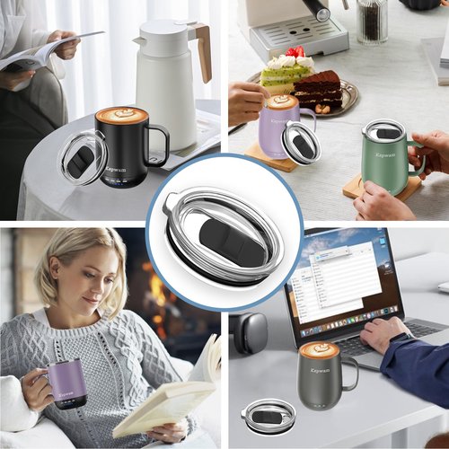 Kepwam Replacement Lid for Heated Coffee Mug – BPA-Free Sliding Lid, Spill-Resistant, Heat Retention Cover – Compatible with Kepwam Smart Mug (T1, T2, T2 Plus Models Only)