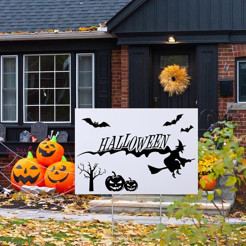Leinuosen 10 Sets Blank Corrugated Plastic Yard Signs - 24 x 36 Inch White H Stakes for Events & Business Use