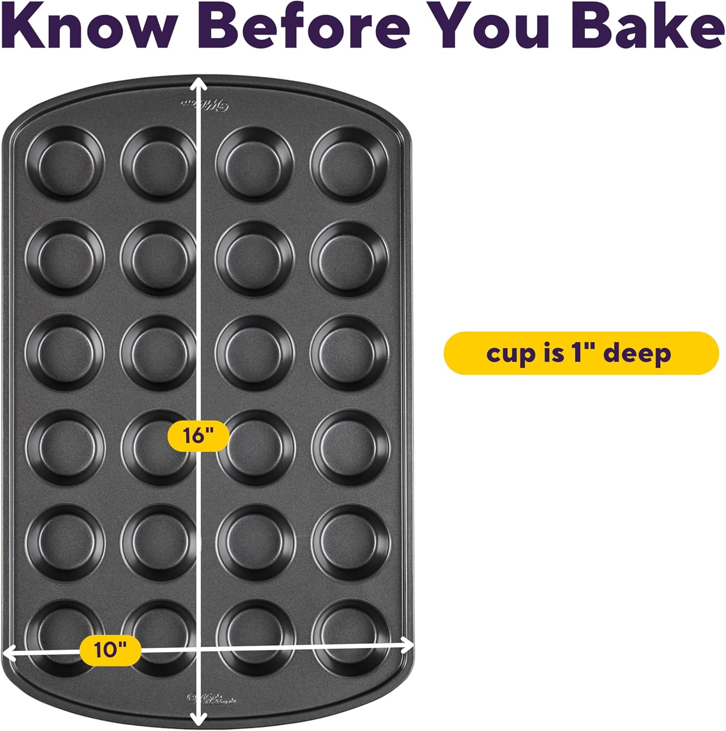 Wilton Gold Non-Stick Mini Muffin Pan - Perfect for Cupcakes & Muffins - PFAS-Free, Scratch Resistant | 16 x 10 x 1 Inch, 24 Cups