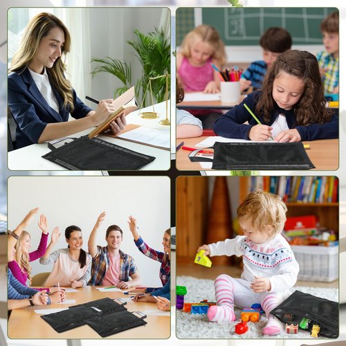 Kolldenn 12 Pcs Mesh Zipper Pouch Bags Zipper Pouch with Handle Portable Double Layer Nylon Pouch A4 Toy Document Organizer Clearly Visible Nylon Bag for Toy Office Travel Organization